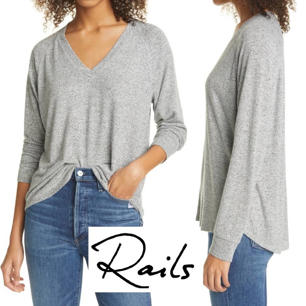 Rails - Thalia - V-Neck Heather High Low Sweater - Small
